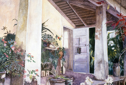 South American Bag Decorating My Bathroom Door - Painting Archive | Graham Davis Paintings